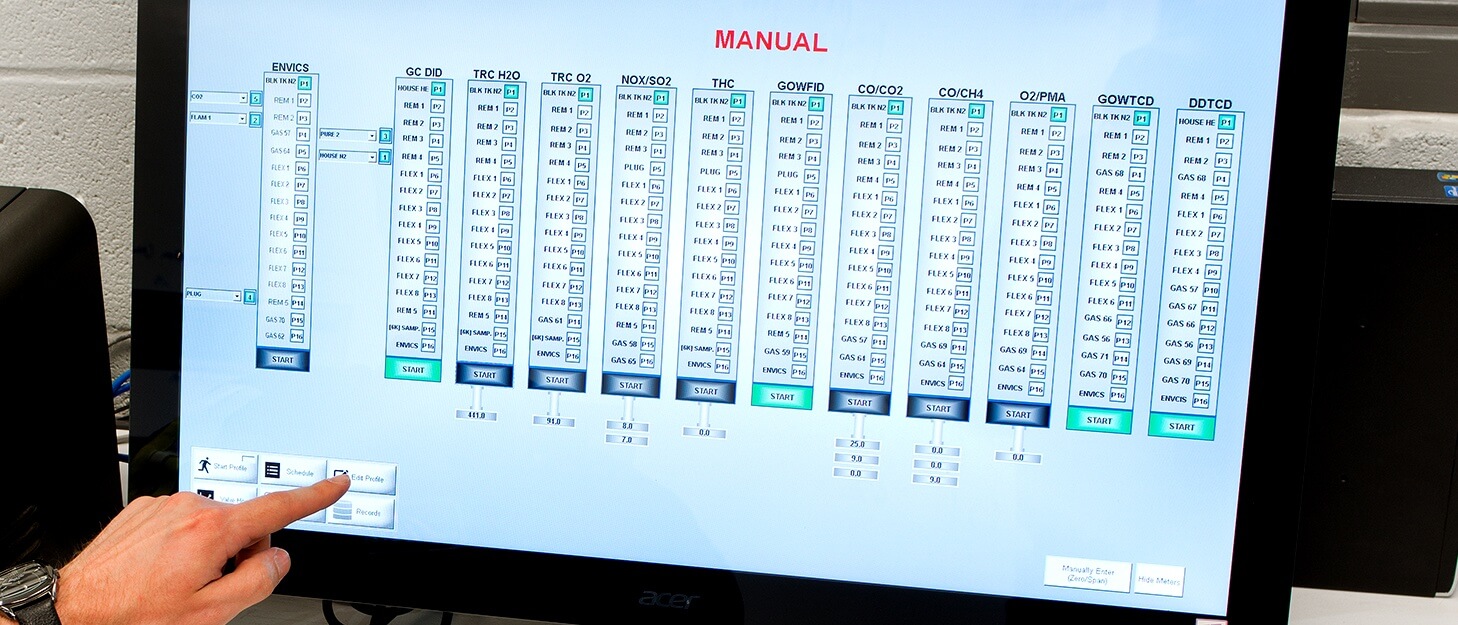 close up of the control panel used fill gas cylinders