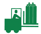 Forklift with pallet of cylinders icon