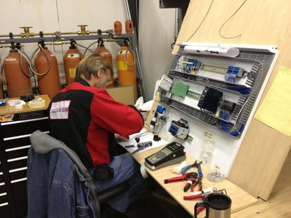 Wayne from Weldcoa's in house automation team wiring some components. 